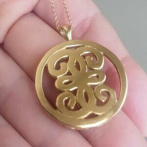 18K Solid Yellow Gold SUCCESS Large Round Medallion Pendant 1" 8g Real NEW